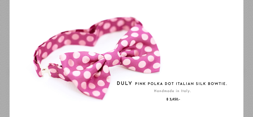 DULY pink polka dot italian silk bowtie.